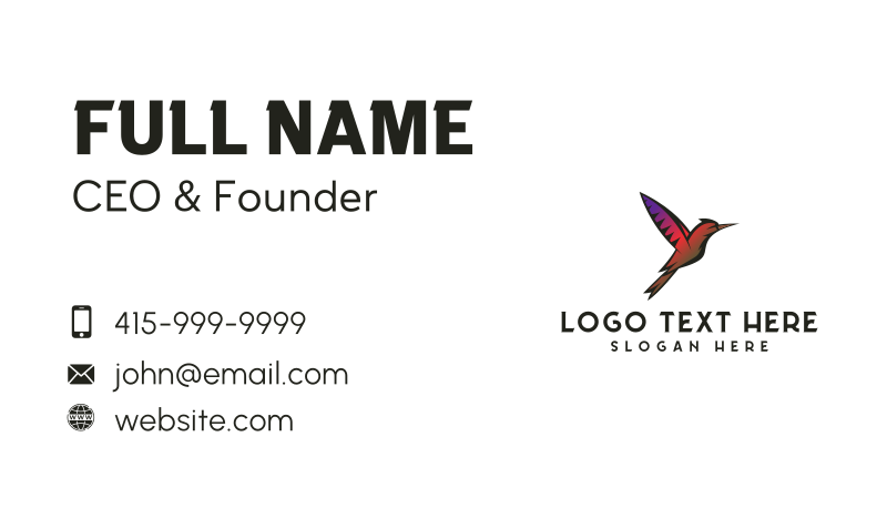 Colorful Hummingbird Business Card