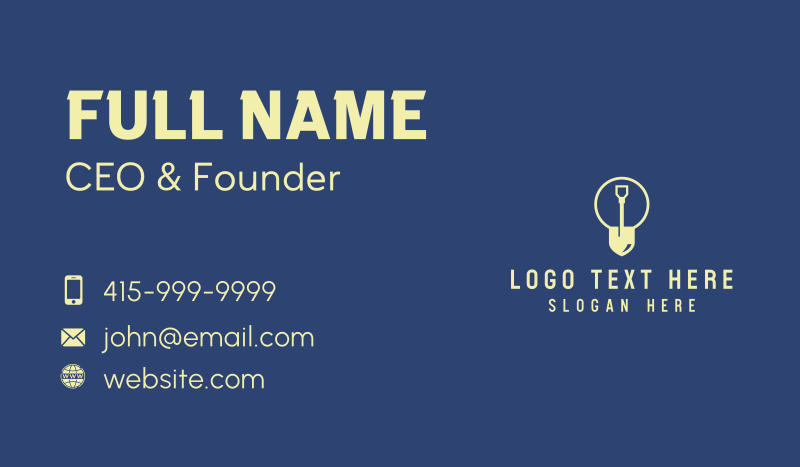 Shovel Construction Tool Business Card
